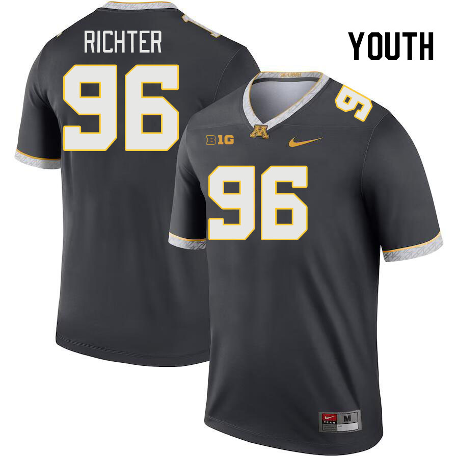 Youth #96 Logan Richter Minnesota Golden Gophers College Football Jerseys Stitched-Charcoal - Click Image to Close